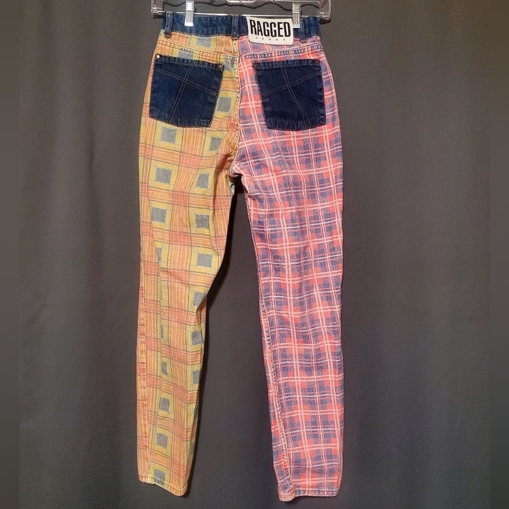 The Ragged Priest Jeans Plaid Funky Abstract Neon Dollskills Size 26 - Picture 5 of 13